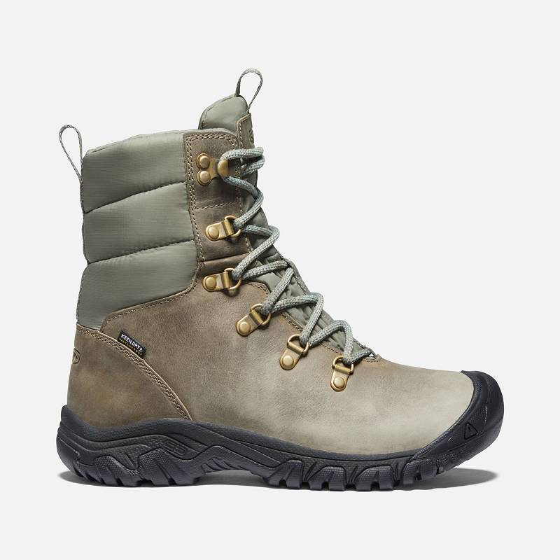 Keen Greta Waterproof Wanderstiefel Damen DE-09432 Timberwolf/Dusty Olive - Keen Damenschuhe Olivgrü